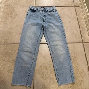 BDG Urban Outfitters Slim Straight High Rise Cut Off Cotton Jeans Blue 25”